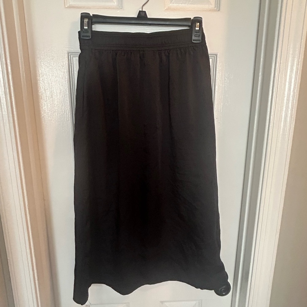Black Pleated Midi Skirt for Work